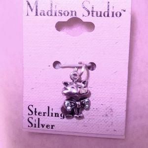 New- Sterling Silver Cat Charm